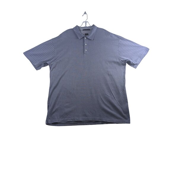 Nike Tiger Woods Mens Striped Golf Polo Shirt Short Sleeve Blue XXL Performance - Picture 1 of 10